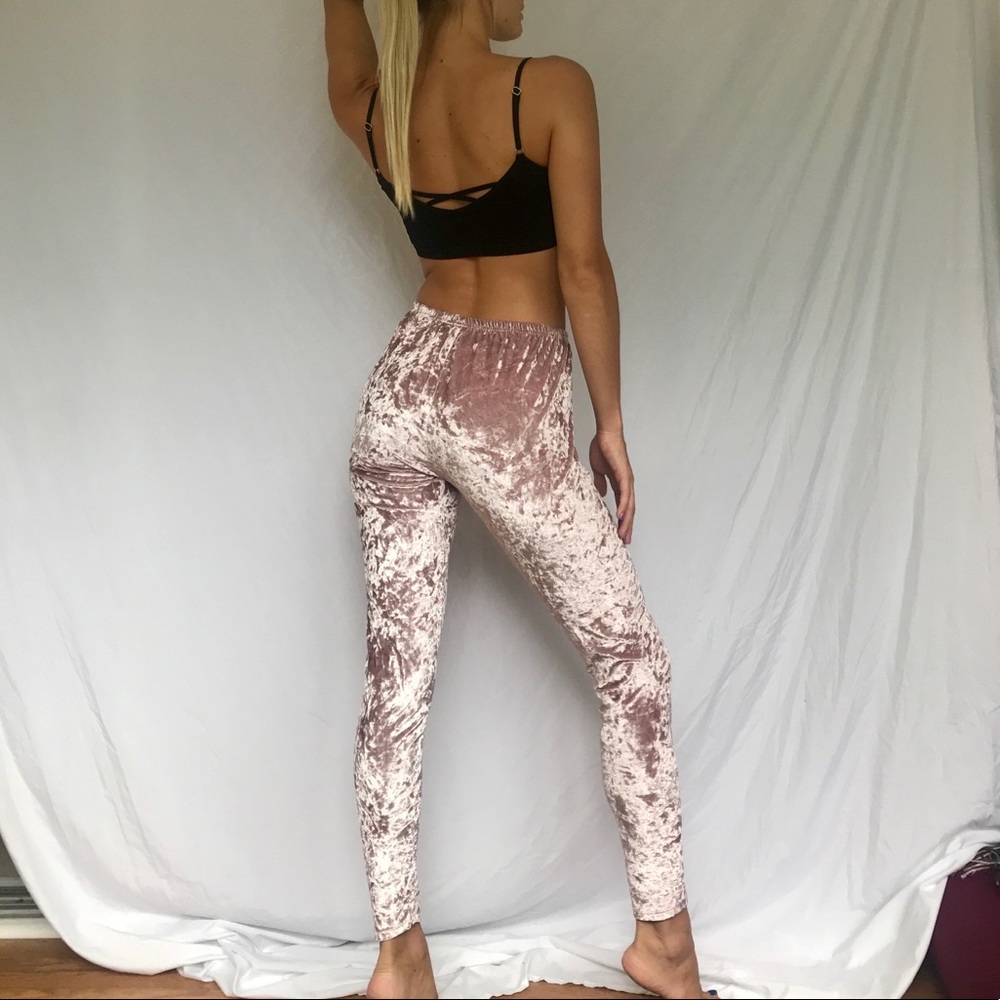 Pink velvet leggings